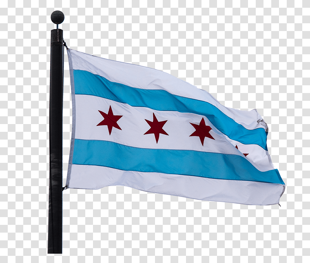 Chicago Flag On Pole, American Flag Transparent Png