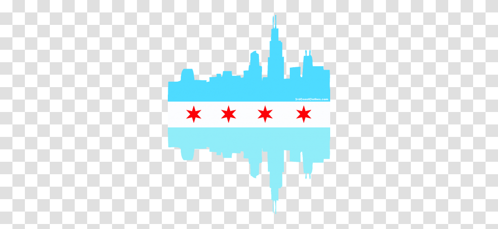 Chicago Flag Skyline Chicago Skyline Flag Mens Long Sleeve, Pac Man, Outdoors, Plot, Water Transparent Png