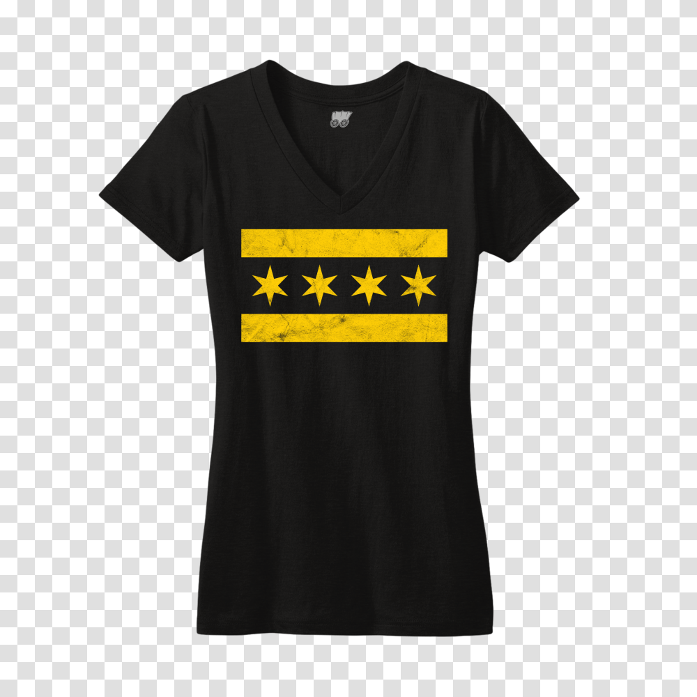 Chicago Flag Vneck Shirt Womens Black And Yellow Bandwagon Champs, Apparel, T-Shirt Transparent Png