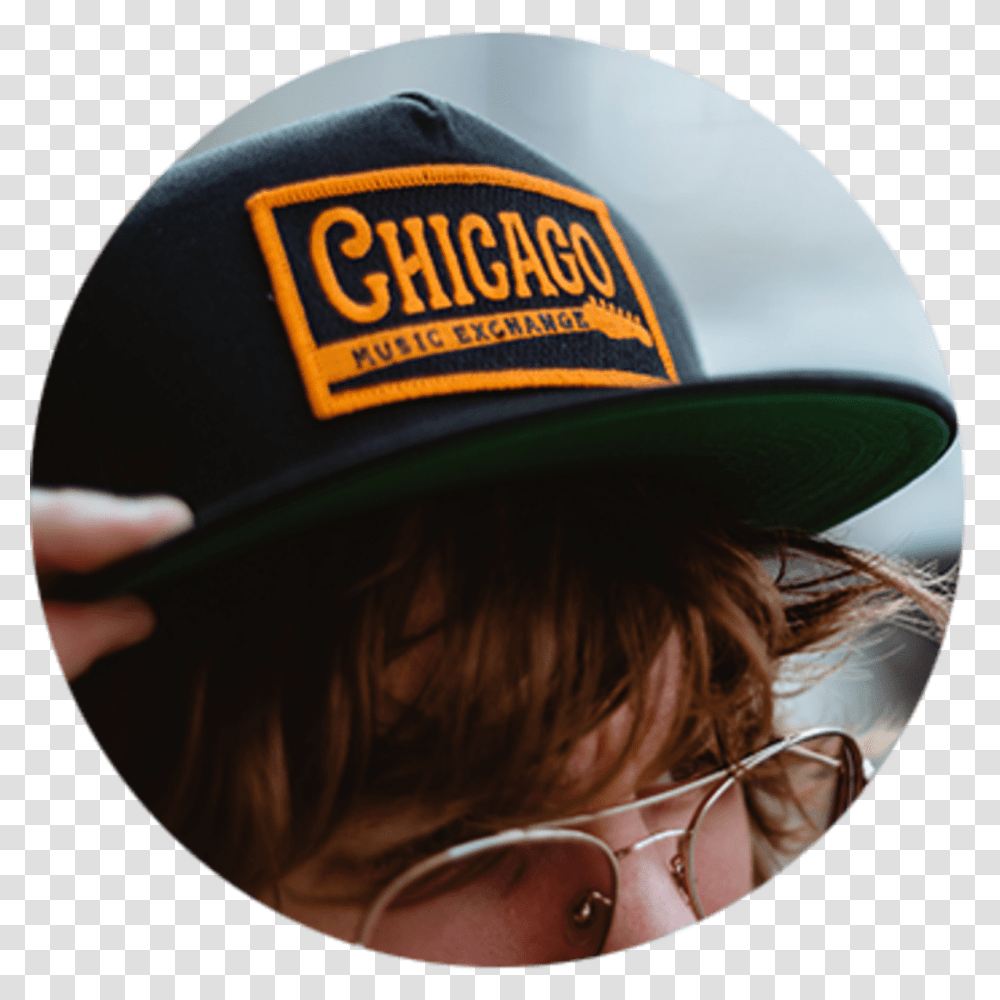 Chicago Music Exchange Hat, Baseball Cap, Person, Sunglasses Transparent Png