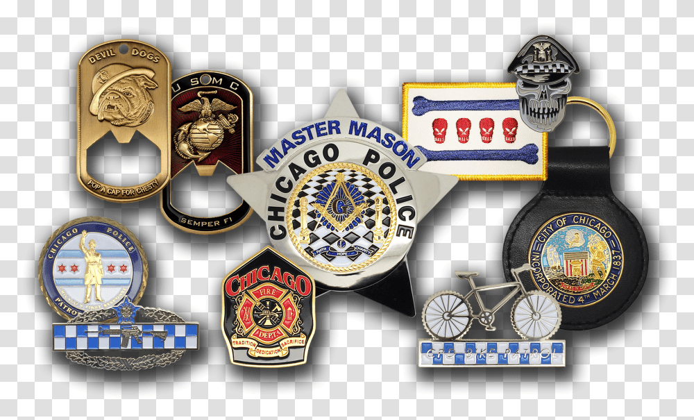 Chicago Police Department Cap Badge, Logo, Symbol, Trademark, Wheel Transparent Png