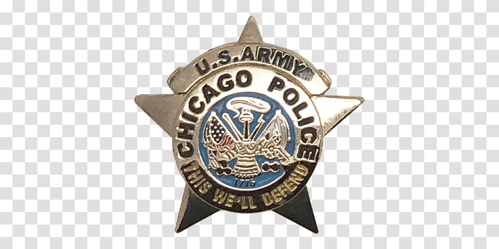 Chicago Police Department Star Lapel Pin Us Army Badge, Logo, Symbol, Trademark, Wristwatch Transparent Png