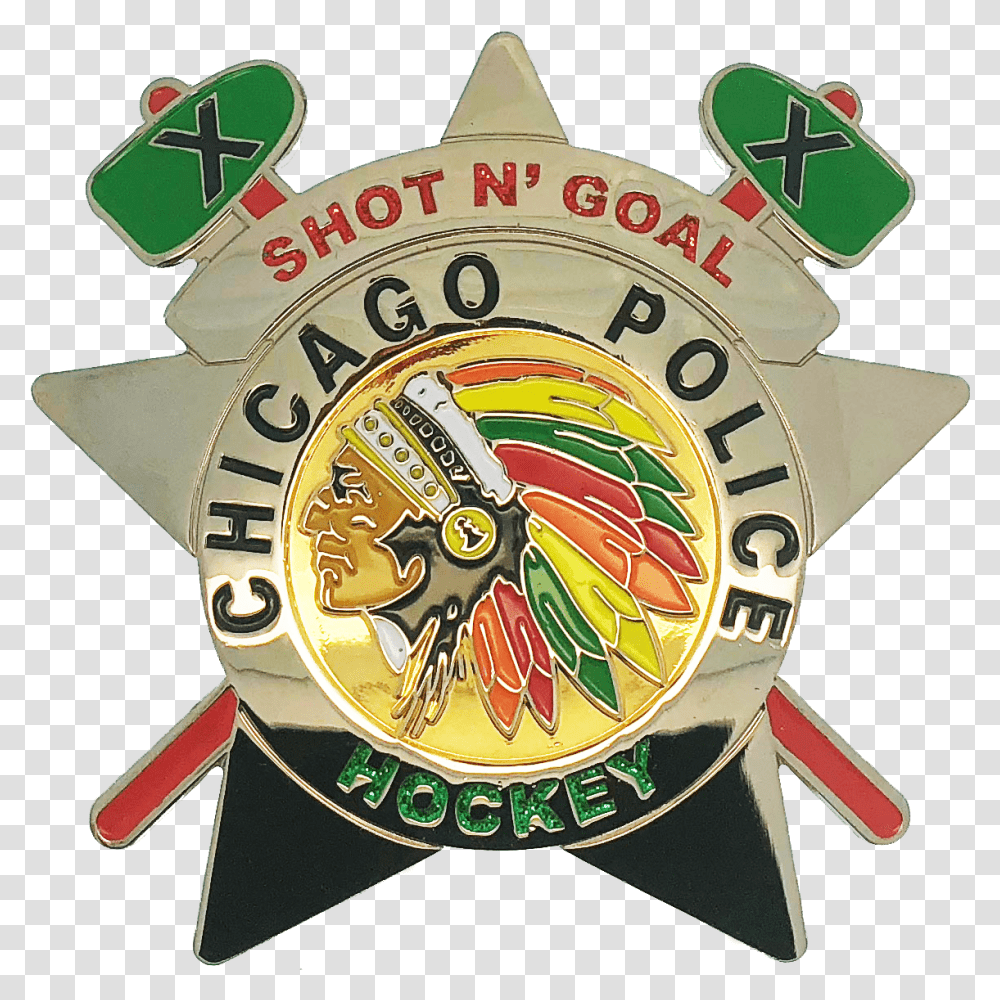 Chicago Police Star Badge Hockey Badge, Logo, Symbol, Trademark, Emblem Transparent Png