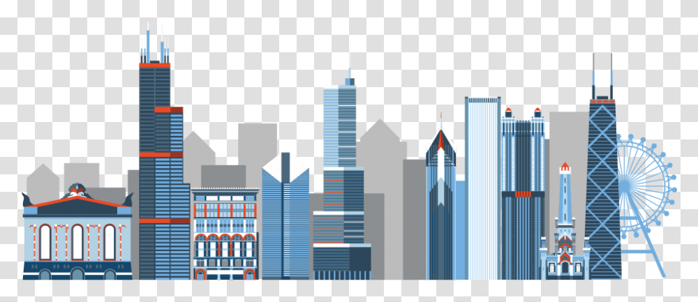 Chicago Skyline Commercial Building, City, Urban, Town, High Rise Transparent Png