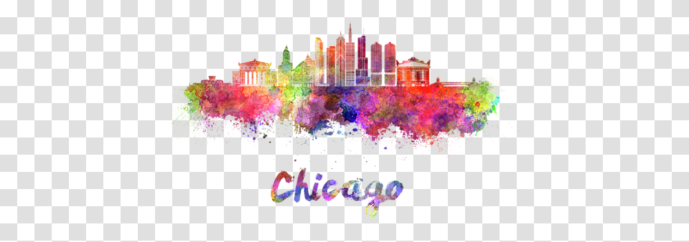 Chicago Skyline In Watercolor Tank Top Pune Clipart, Crystal, Mineral, Pattern, Fractal Transparent Png