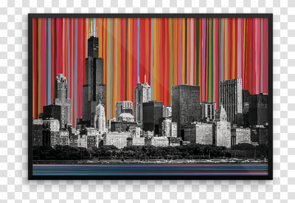 Chicago Skyline Lines W Signature Mockup Wall Horizontal, High Rise, City, Urban, Building Transparent Png
