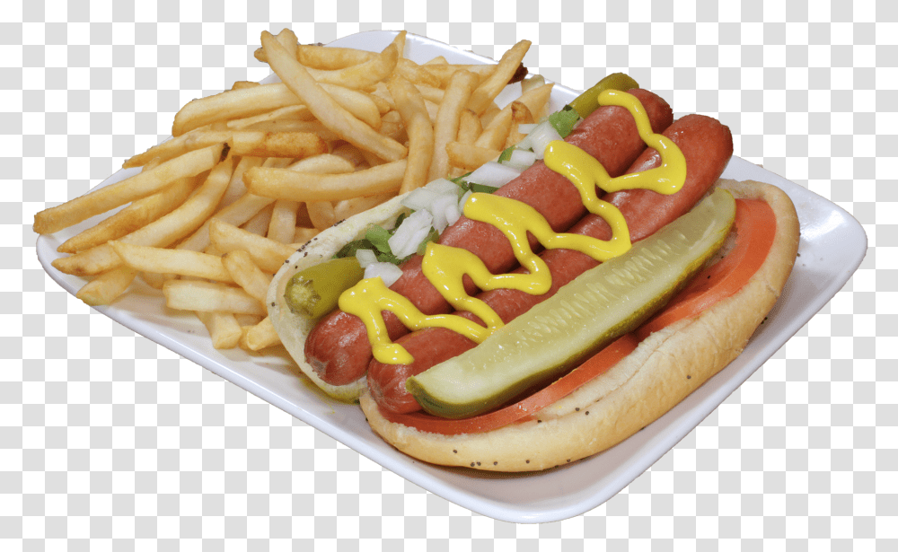 Chicago Style Hot Dog, Food, Fries Transparent Png