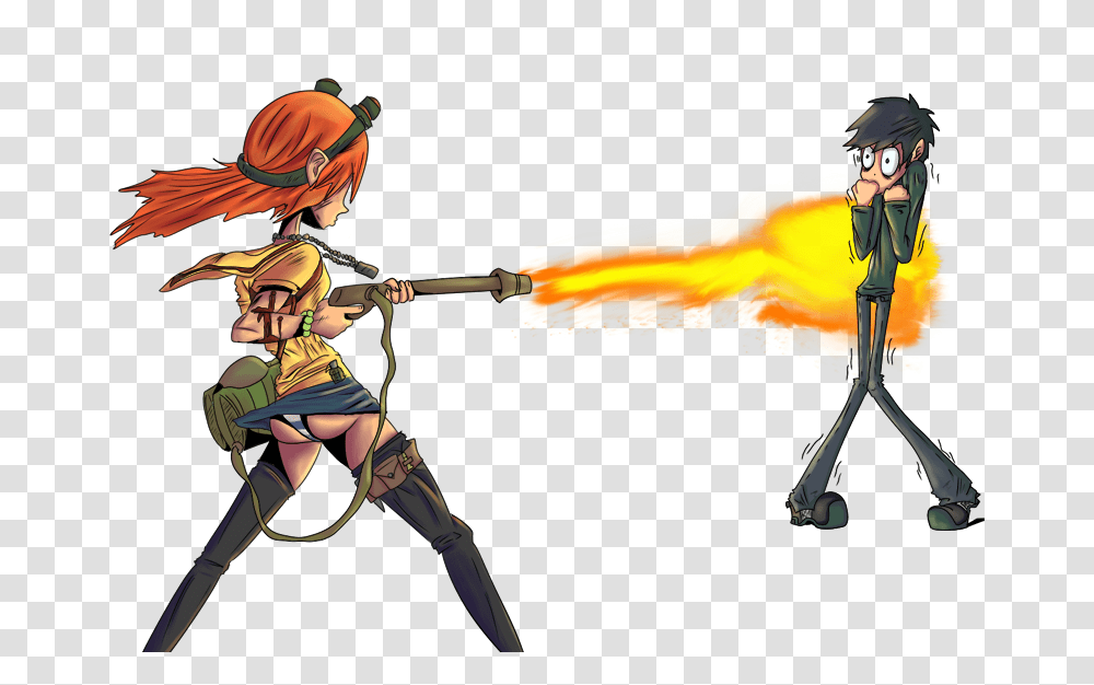 Chick A With Flamethrower, Person, Outdoors, Duel, Hand Transparent Png