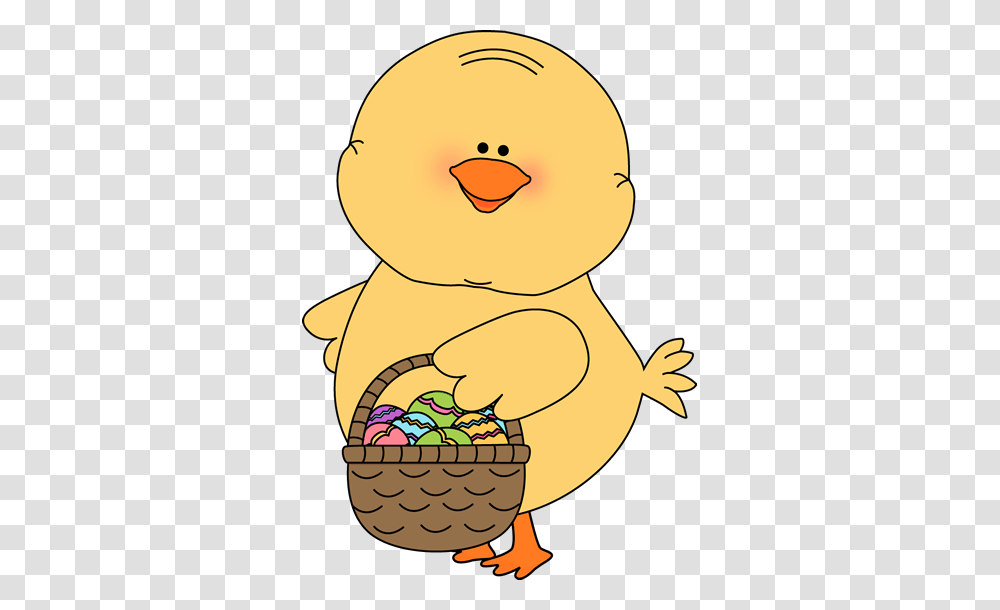 Chick Carrying Easter Basket Clip Art, Food, Sweets, Confectionery Transparent Png