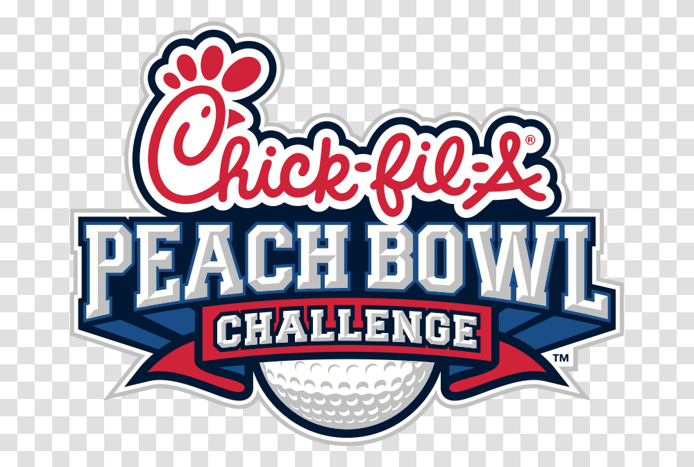 Chick Fil A Peach Bowl Challenge Logo Chick Fil A Peach Bowl Logo, Label, Crowd, Leisure Activities Transparent Png