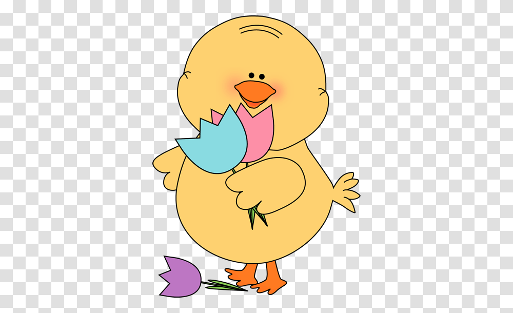 Chick With Tulips Easter Easter Tulips And Clip Art, Egg, Food Transparent Png