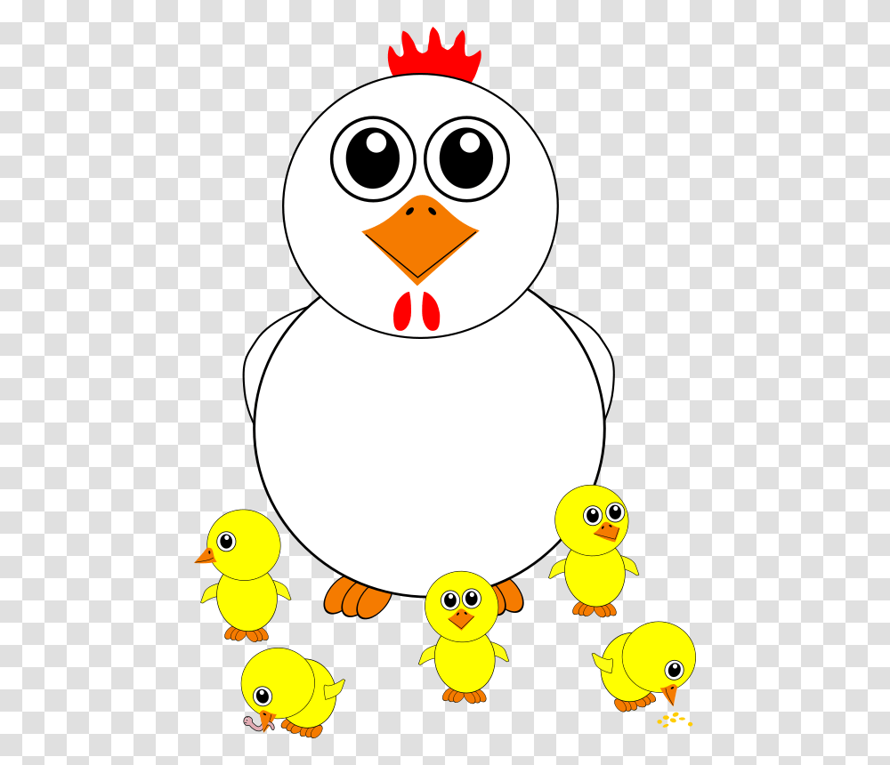 Chicken 003 And Chicks Cartoon, Animals, Nature, Outdoors, Snow Transparent Png