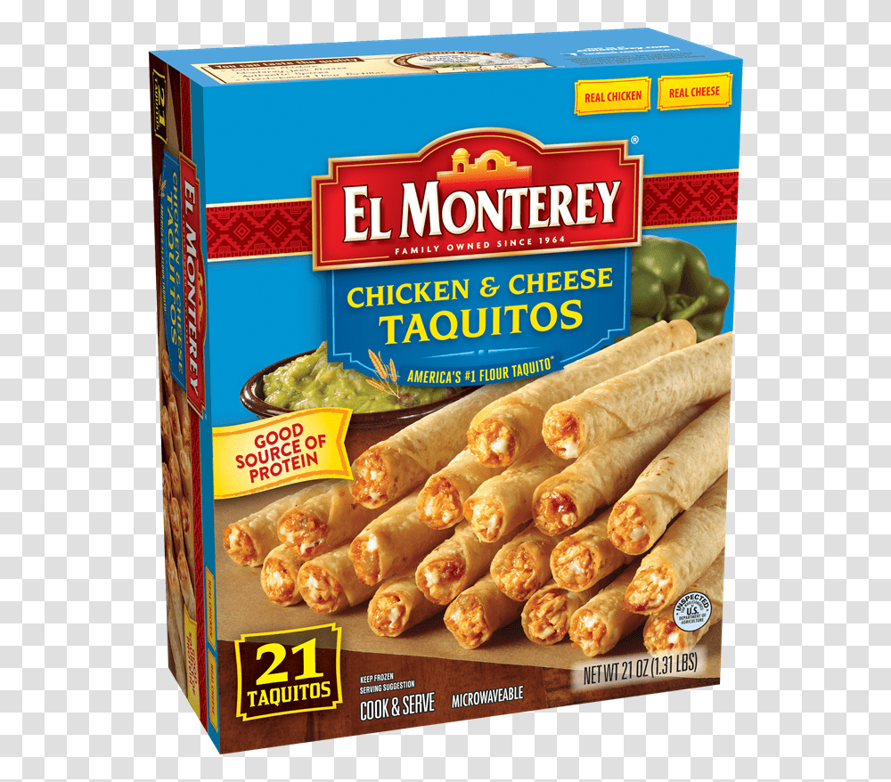 Chicken Amp Cheese Flour Taquitos El Monterey Taquitos, Food, Hot Dog, Snack, Pastry Transparent Png