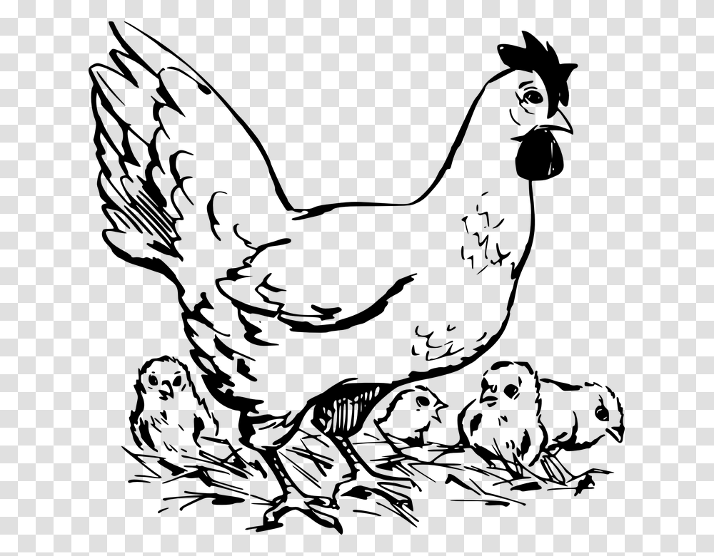 Chicken And Chicks Clipart Black And White, Gray, World Of Warcraft Transparent Png