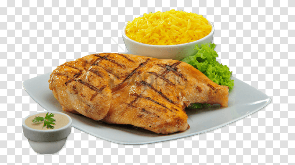 Chicken And Chips Half Chicken With Rice, Bird, Animal, Bread, Food Transparent Png