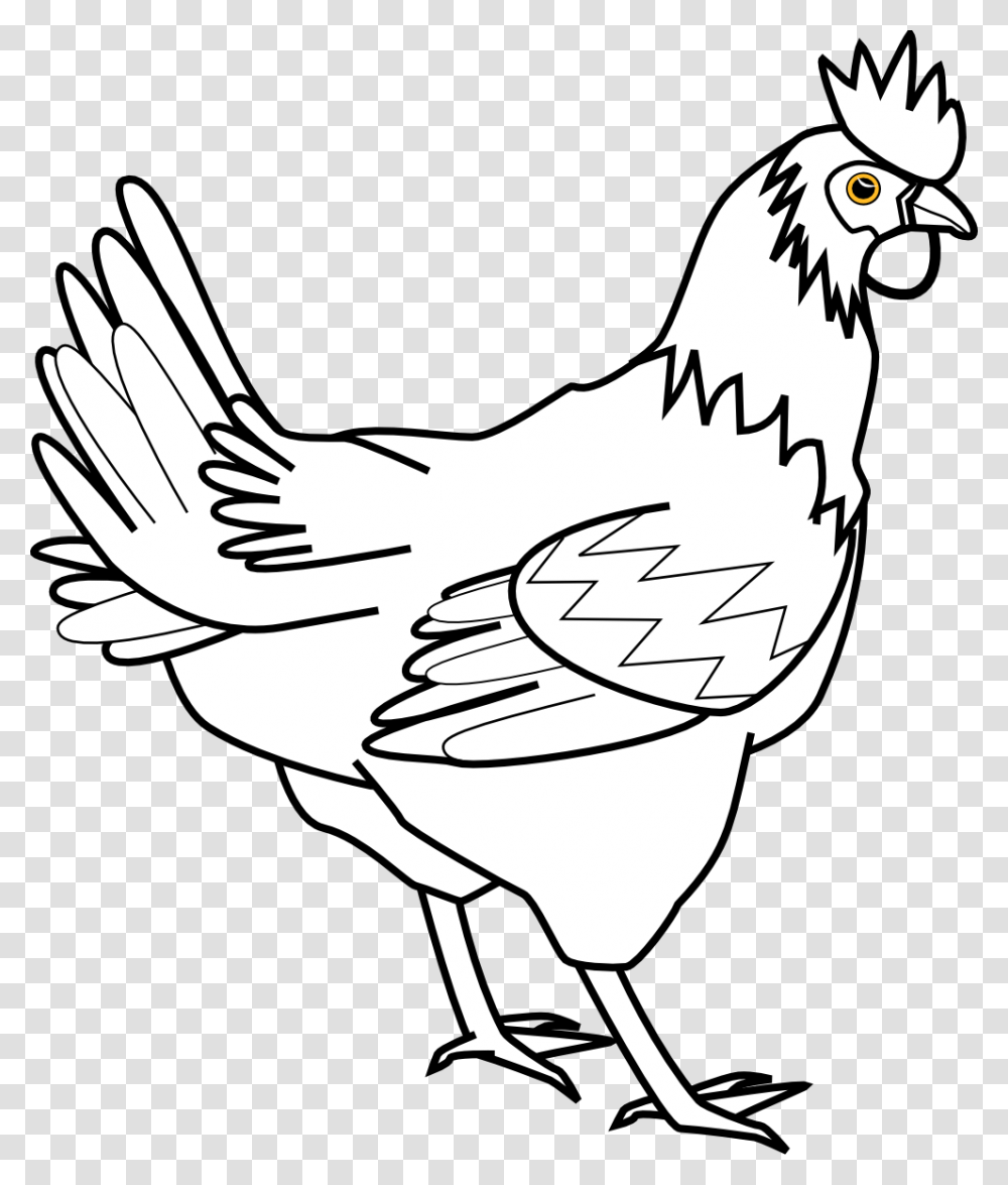 Chicken Black And White Clip Art, Hen, Poultry, Fowl, Bird Transparent Png