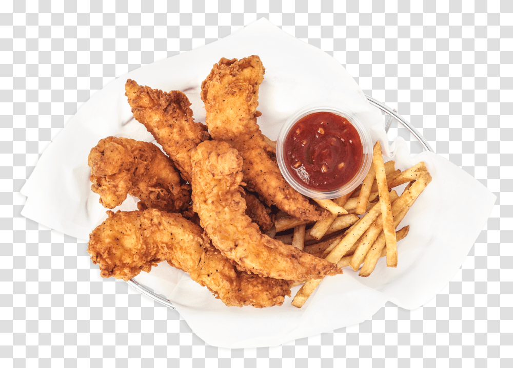 Chicken Fingers, Food, Fries, Fried Chicken, Ketchup Transparent Png