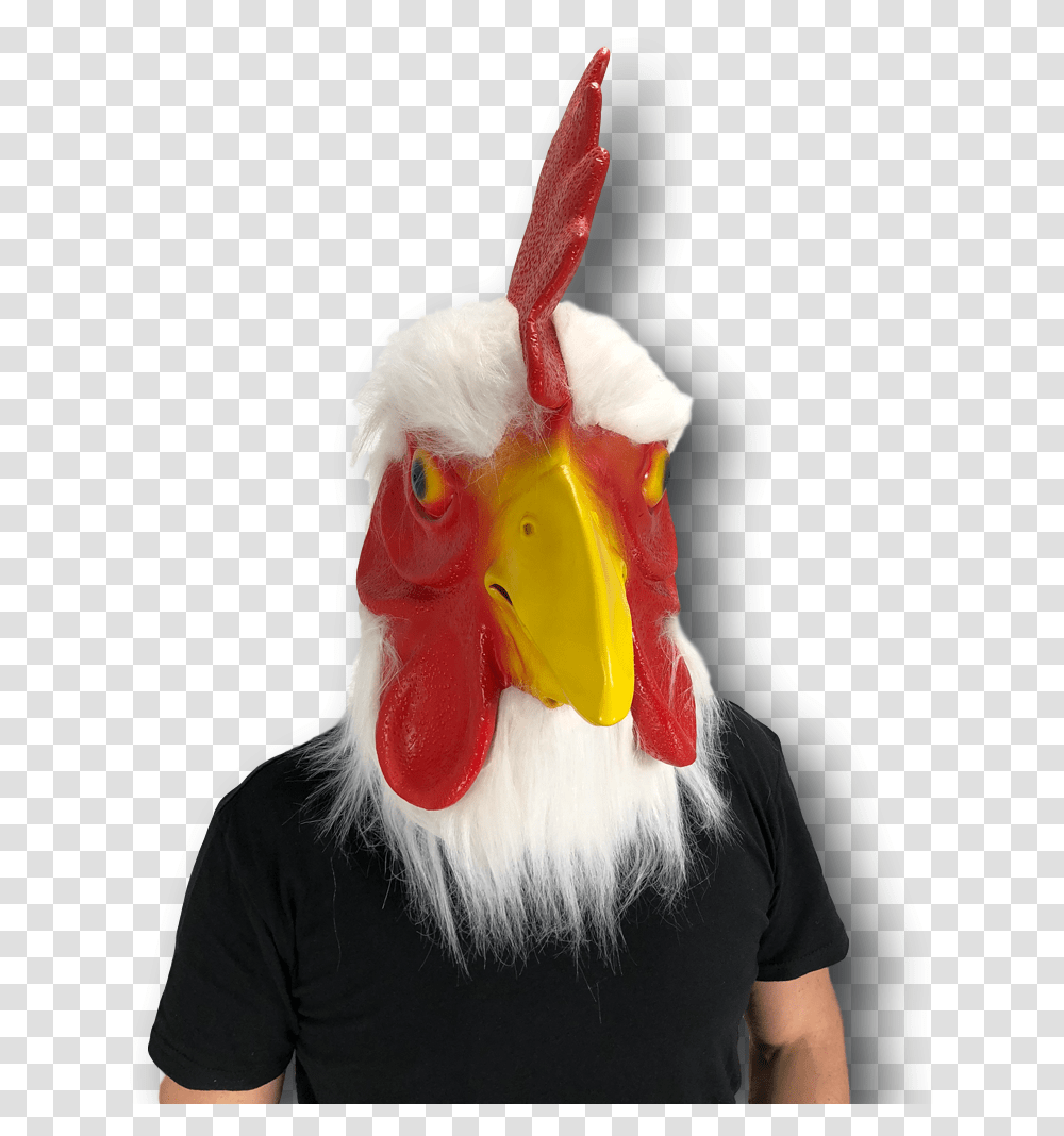 Chicken Head Rubber Mask Rooster Farm Animal Bird Fancy Dress Stag Party Costume Cockatiel, Beak, Fowl, Poultry, Portrait Transparent Png