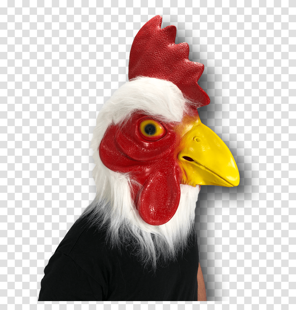Chicken Head Rubber Mask Rooster Farm Animal Bird Fancy Dress Stag Party Costume Rooster, Beak, Fowl, Poultry, Hen Transparent Png