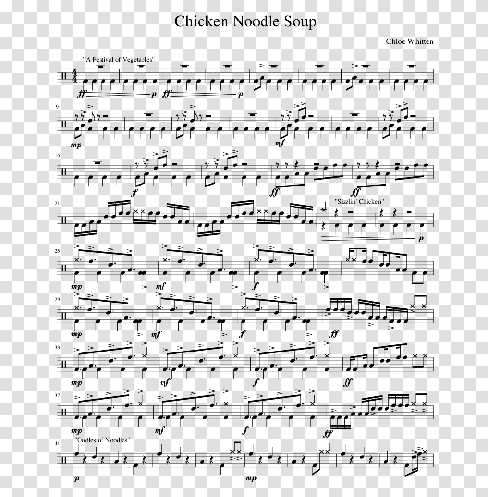 Chicken Noodle Soup Sheet Music, Gray, World Of Warcraft Transparent Png