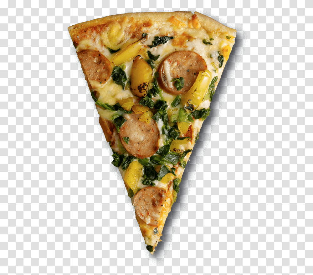 Chicken Sausage And Roasted Yellow Peppers Vegetable Pizza Slice, Food, Plant, Vase, Jar Transparent Png