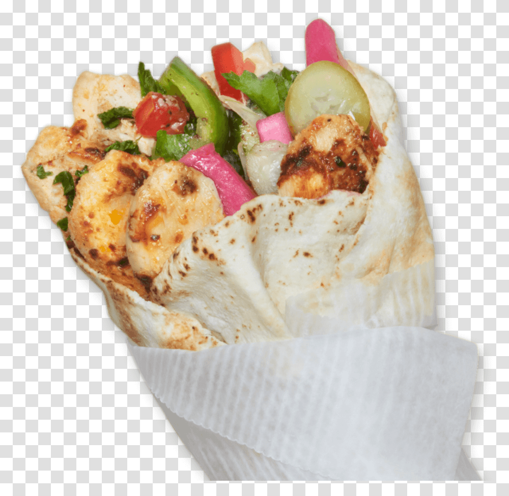 Chicken Shawarma Roll Download Shawarma Pita, Cream, Dessert, Food, Ice Cream Transparent Png