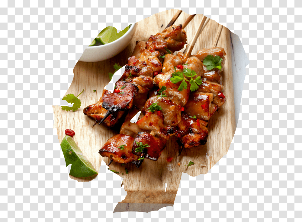 Chicken Skewers Thai, Food, Plant, Meal, Dish Transparent Png