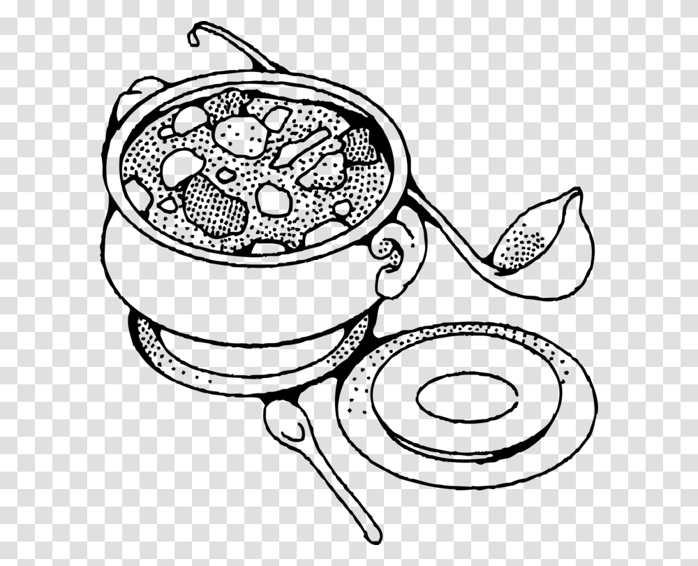 Chicken Soup Macaroni Soup Stew Bowl Stew Clipart Black And White, Gray, World Of Warcraft Transparent Png