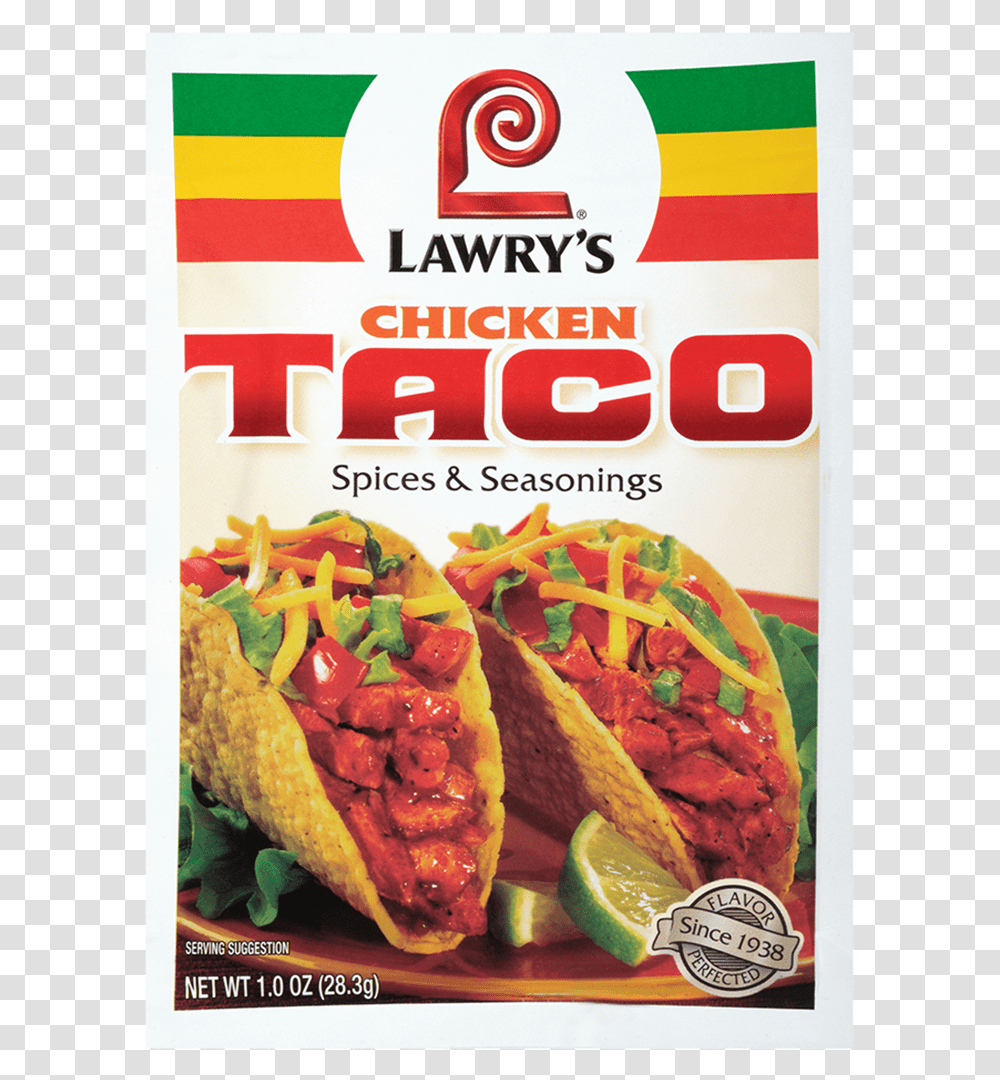 Chicken Taco Lawry's Chicken Taco Seasoning, Food, Hot Dog Transparent Png