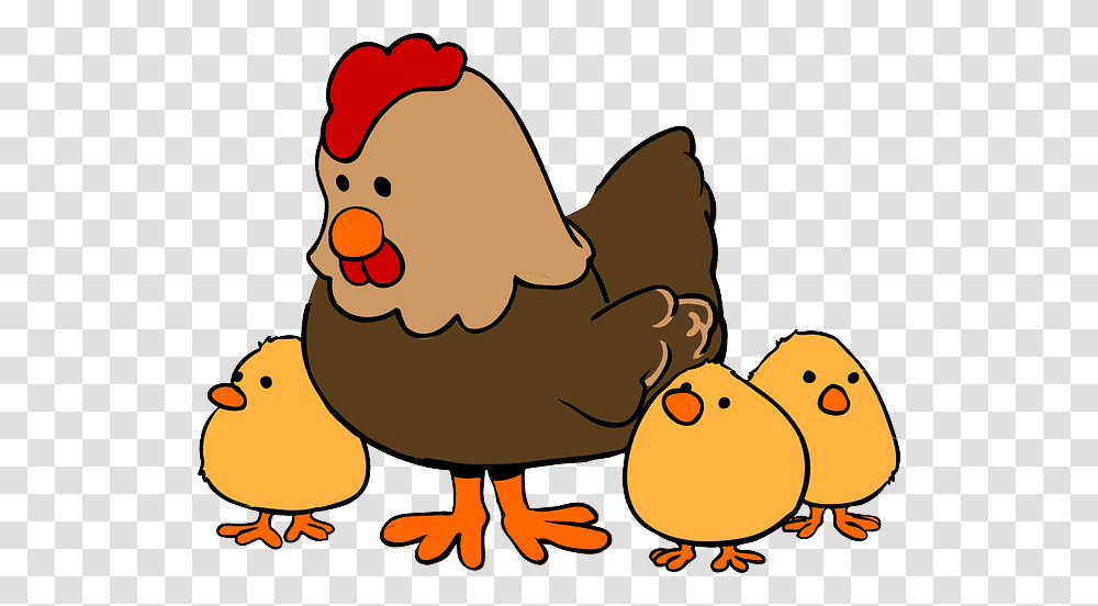 Chickens With Three Chicks Animated Clip Art Creating Branches, Hen, Poultry, Fowl, Bird Transparent Png