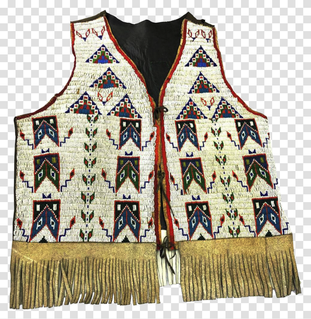 Chief White Feather Sitting Bull Beaded Vest Sweater Vest, Apparel, Rug, Cardigan Transparent Png