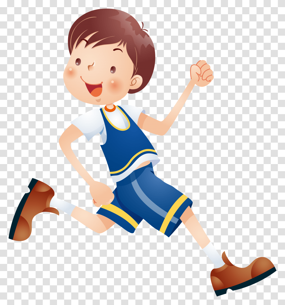 Child Cartoon Clip Art Happy Running Boy Cartoon, Person, Shorts, Female Transparent Png