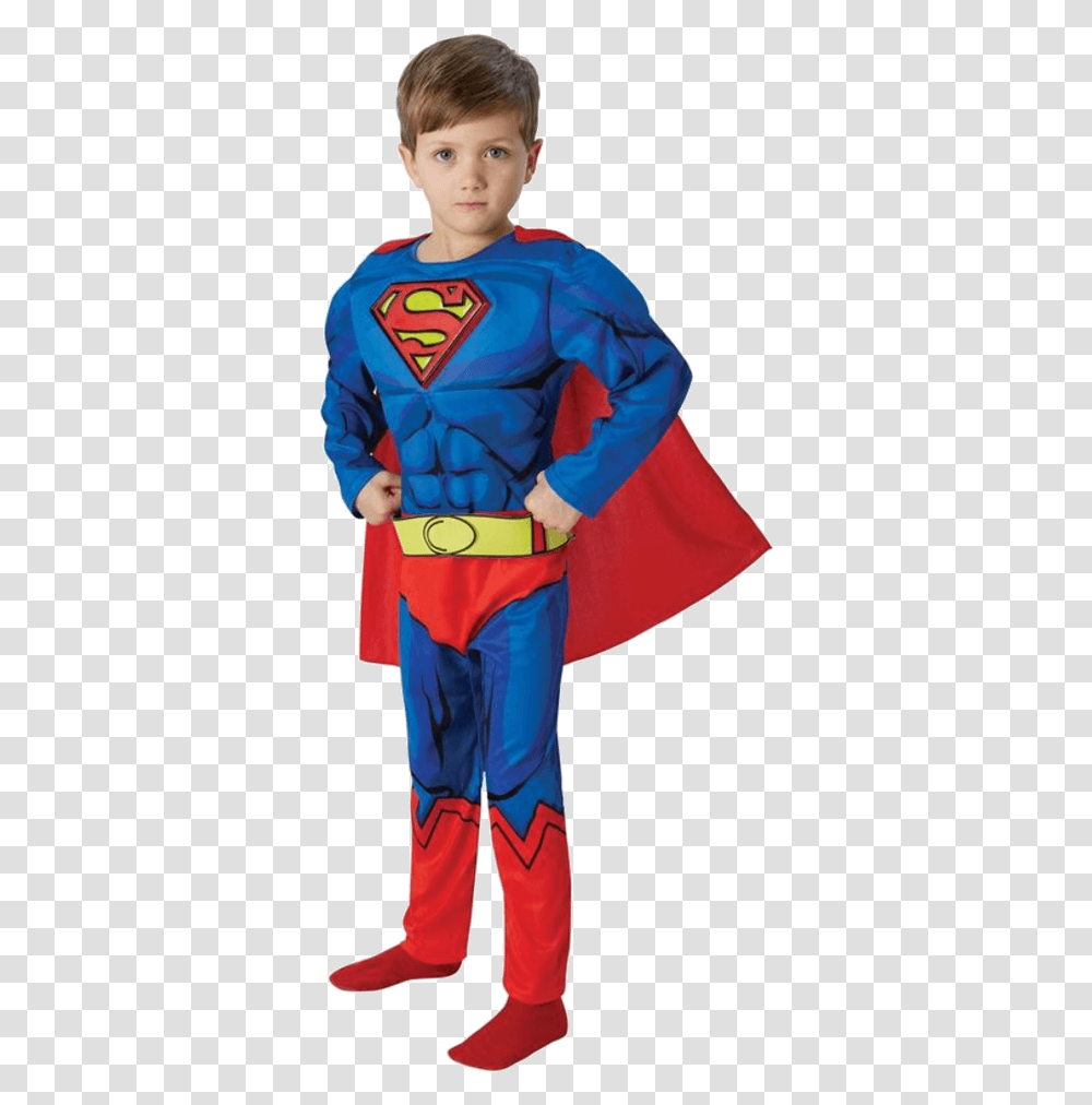Child Deluxe Comic Book Superman Costume Youth Dc Superman Logo, Person, Cape, Coat Transparent Png