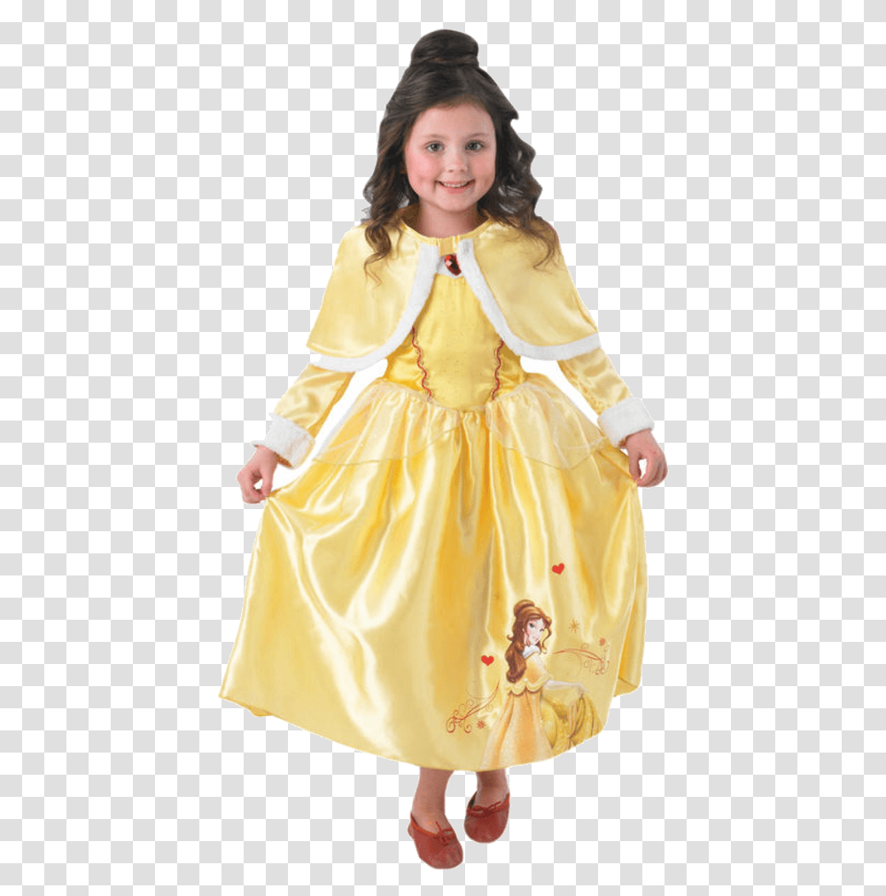 Child Disney Belle Costume With Cape Kids Fancy Dress, Person, Human, Apparel Transparent Png