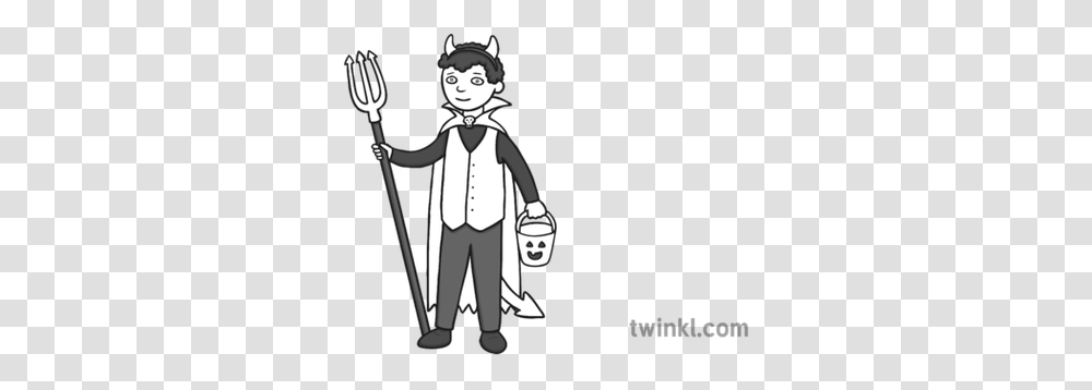 Child Dressed As Devil Eyes Open Black De Halloween Blanco Y Negro, Performer, Person, Human, Magician Transparent Png