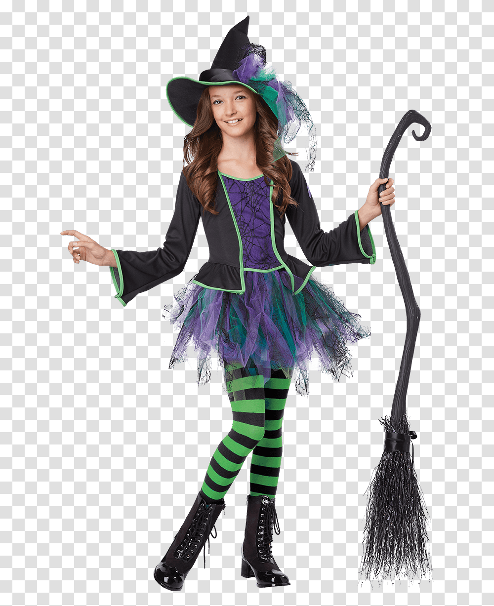 Child Festive Witch Costume Costume, Person, Clothing, Performer, Female Transparent Png