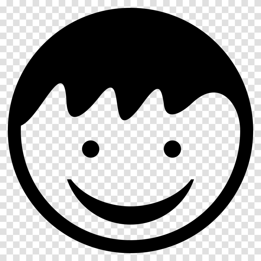 Child Head With Smiling Face Child Face Icon, Stencil, Label Transparent Png