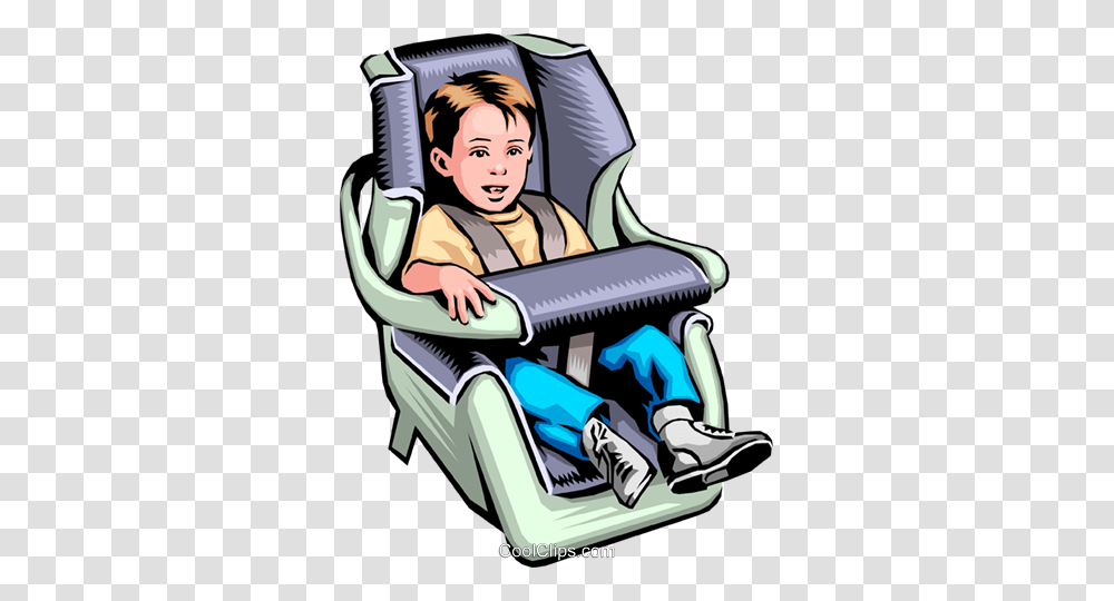 Child In A Car Seat Royalty Free Vector Clip Art Illustration, Chair, Furniture, Person, Sitting Transparent Png