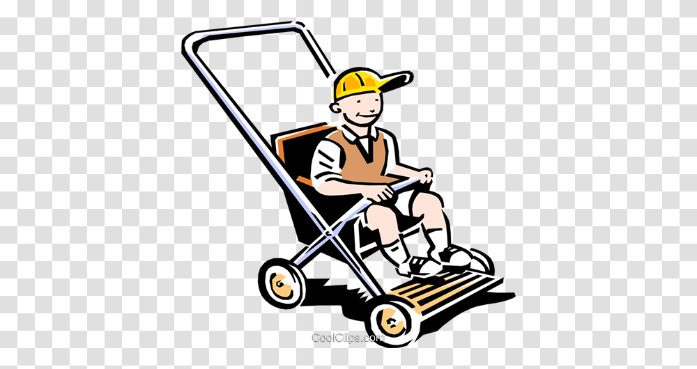Child In Carriage Royalty Free Vector Clip Art Illustration, Lawn Mower, Tool, Helmet Transparent Png