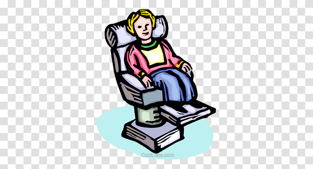 Child In Dentist Chair Royalty Free Vector Clip Art Illustration, Furniture, Person, Human, Sitting Transparent Png