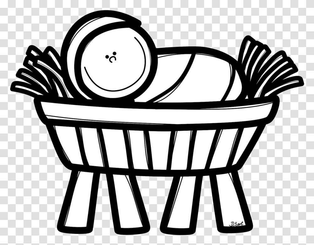 Child Jesus Line Art Manger, Furniture, Bowl, Chair, Cutlery Transparent Png