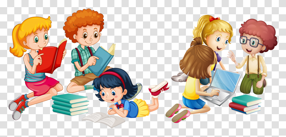 Child Labor Teamwork Euclidean Vector Illustration Children Reading Books Clipart, Person, Human, Girl, Female Transparent Png