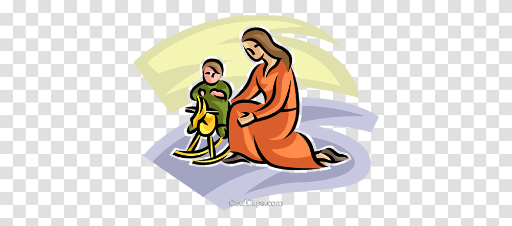 Child On A Hobby Horse Royalty Free Vector Clip Art Illustration, Outdoors, Kneeling, Drawing Transparent Png