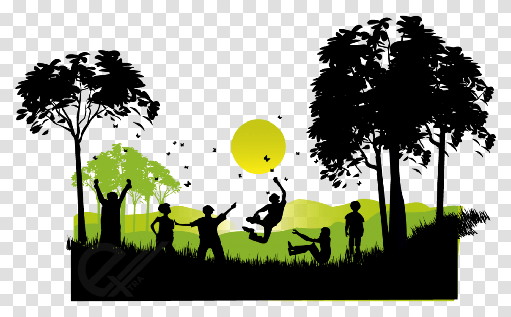 Child Play Clip Art Silhouette Playing Children Clipart, Person, Moon, Outdoors, Nature Transparent Png