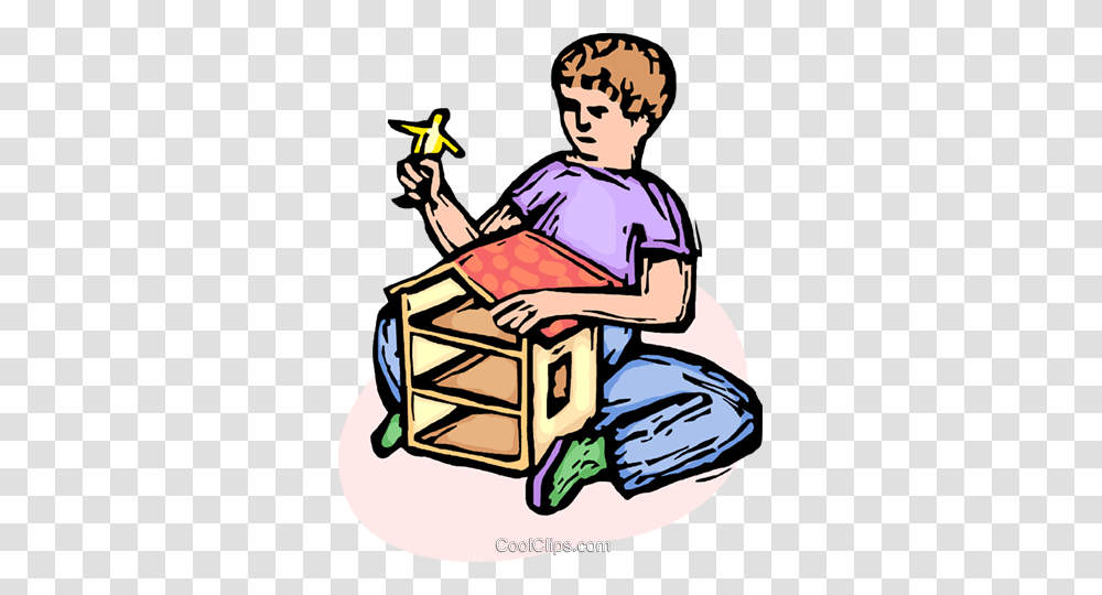 Child Playing With A Dollhouse Royalty Free Vector Clip Art, Person, Human, Video Gaming, Carton Transparent Png