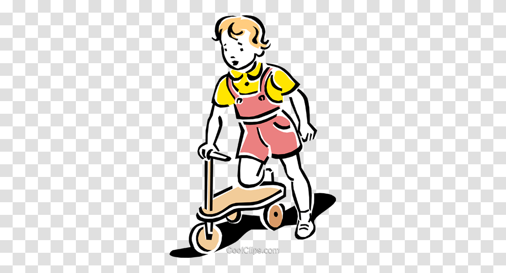 Child Playing With Scooter Royalty Free Vector Clip Art, Person, Human, Skateboard, Sport Transparent Png