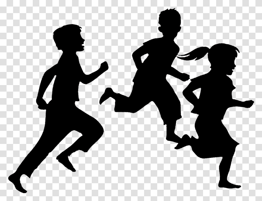 Child Silhouette Running Clip Art Children Playing Silhouette, Person, People, Sport, Football Transparent Png