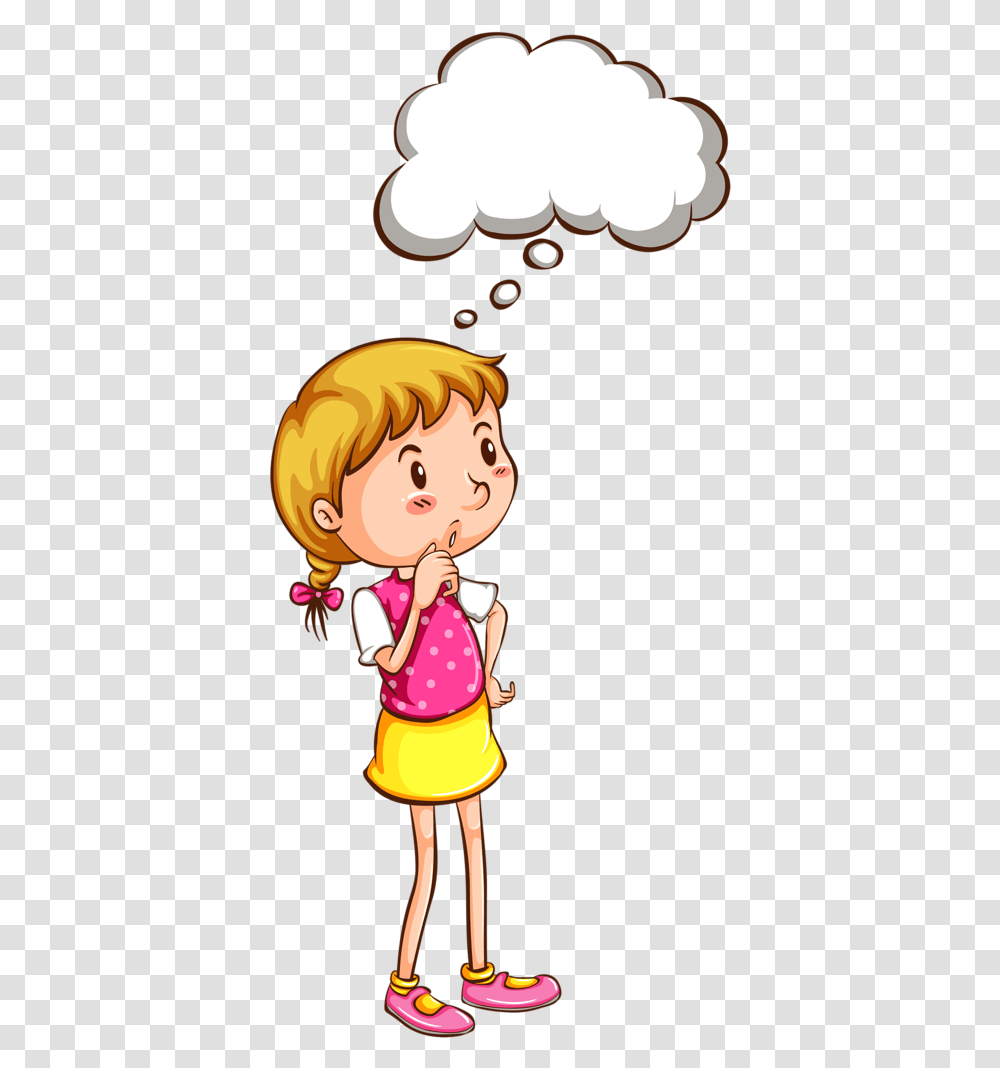 Child Thinking Clipart, Person, Female, Girl, Leisure Activities Transparent Png