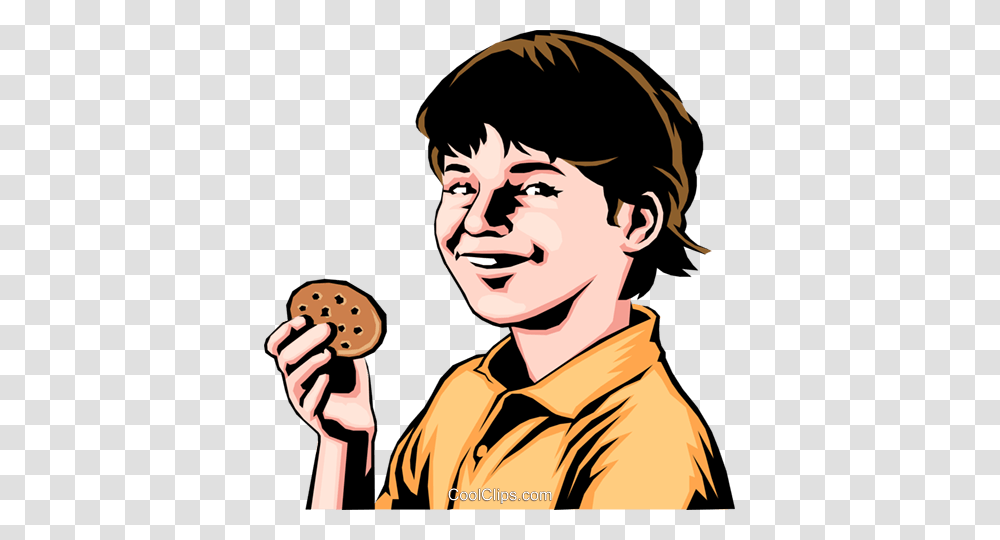 Child With A Cookie Royalty Free Vector Clip Art Illustration, Face, Person, Human, Food Transparent Png