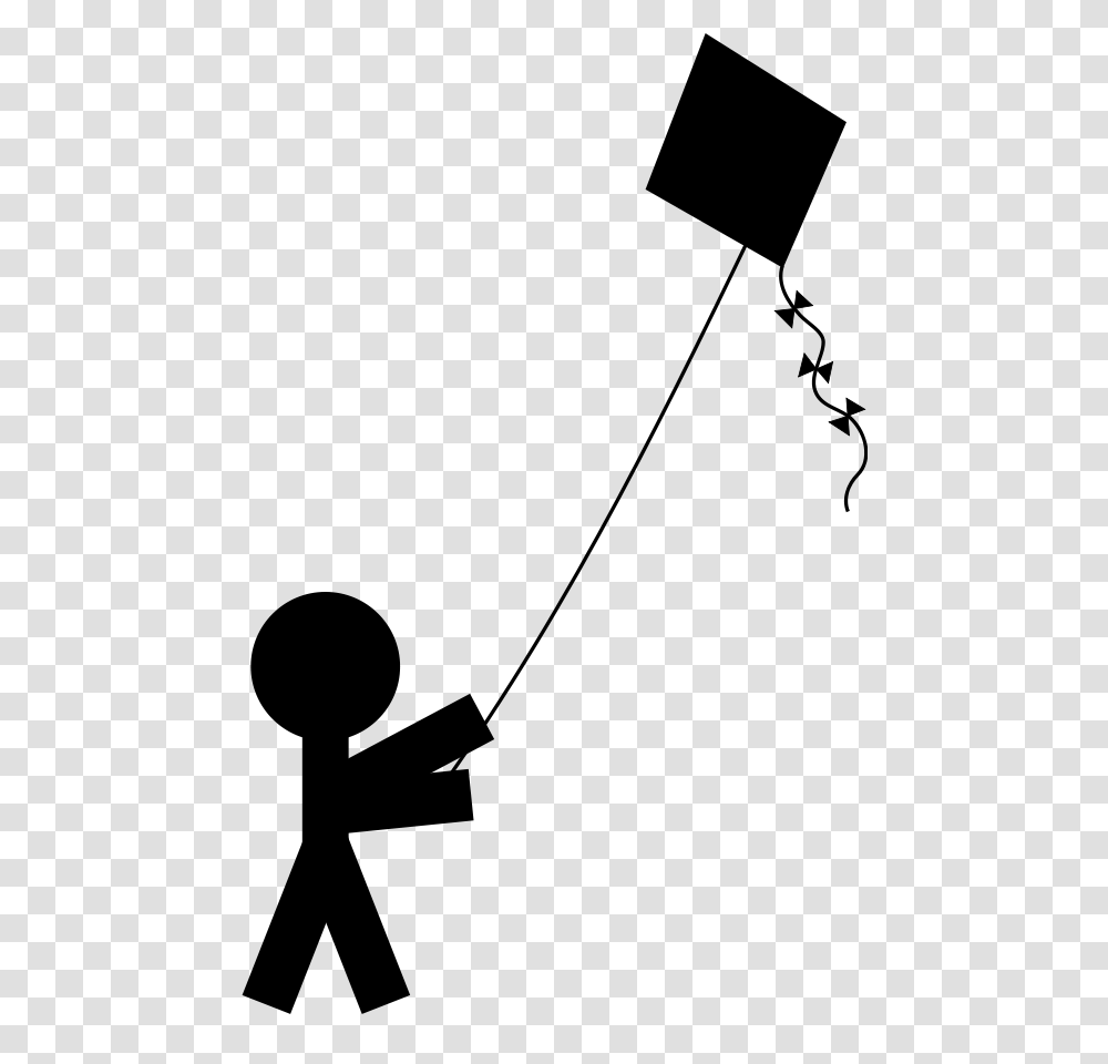 Child With A Kite Silhouette Clipart For Web, Gray, World Of Warcraft Transparent Png